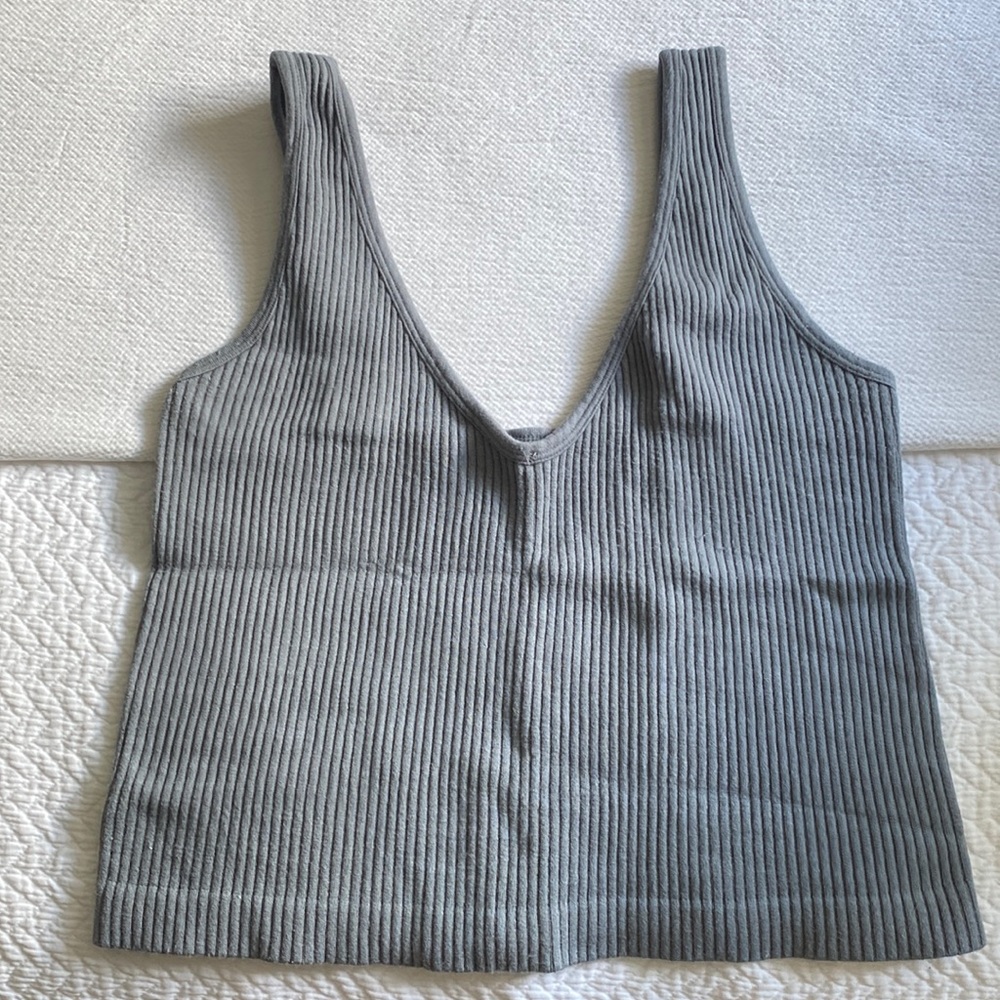 Free People Intimately size M/L grey seamless ribbed tank top.
